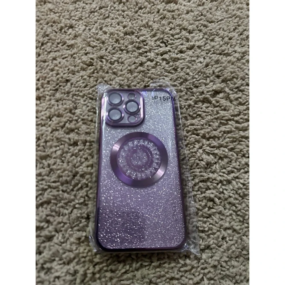 New Hython for iPhone 15 Pro Max Case Glitter, Clear Magnetic Phone Cases camera